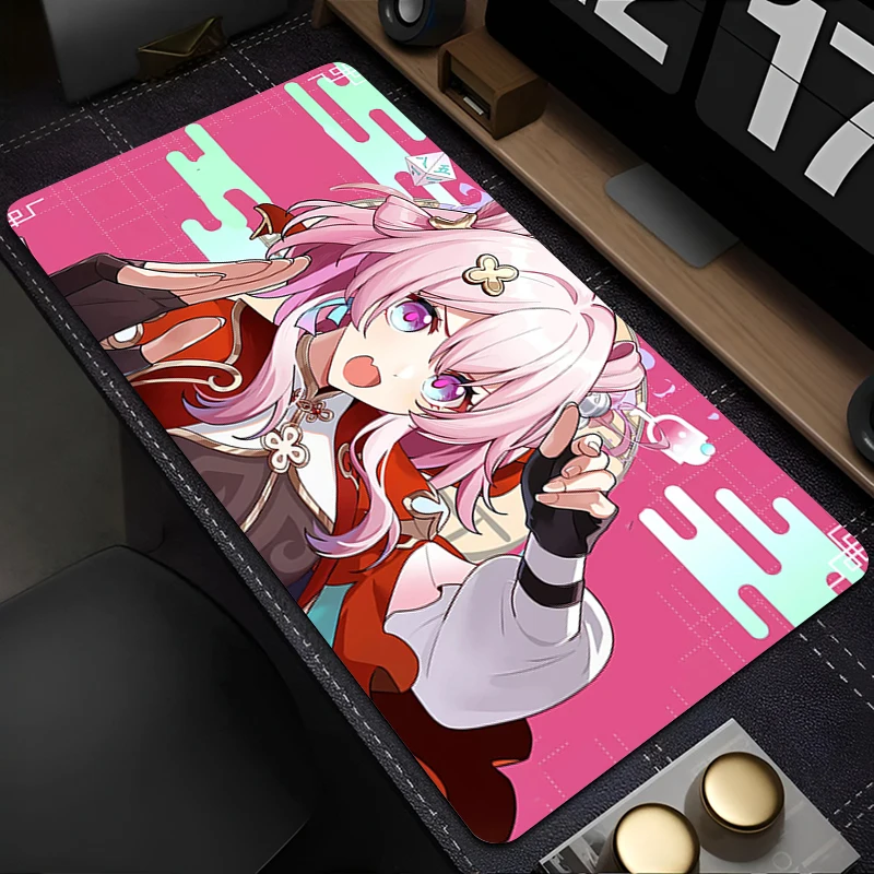 Mouse Pad Pink March 7th Kawaii Keyboard Pad Laptop Gaming Accessories Anime Girl Mousepad PC Honkai Star Rail Desktop Mouse Mat