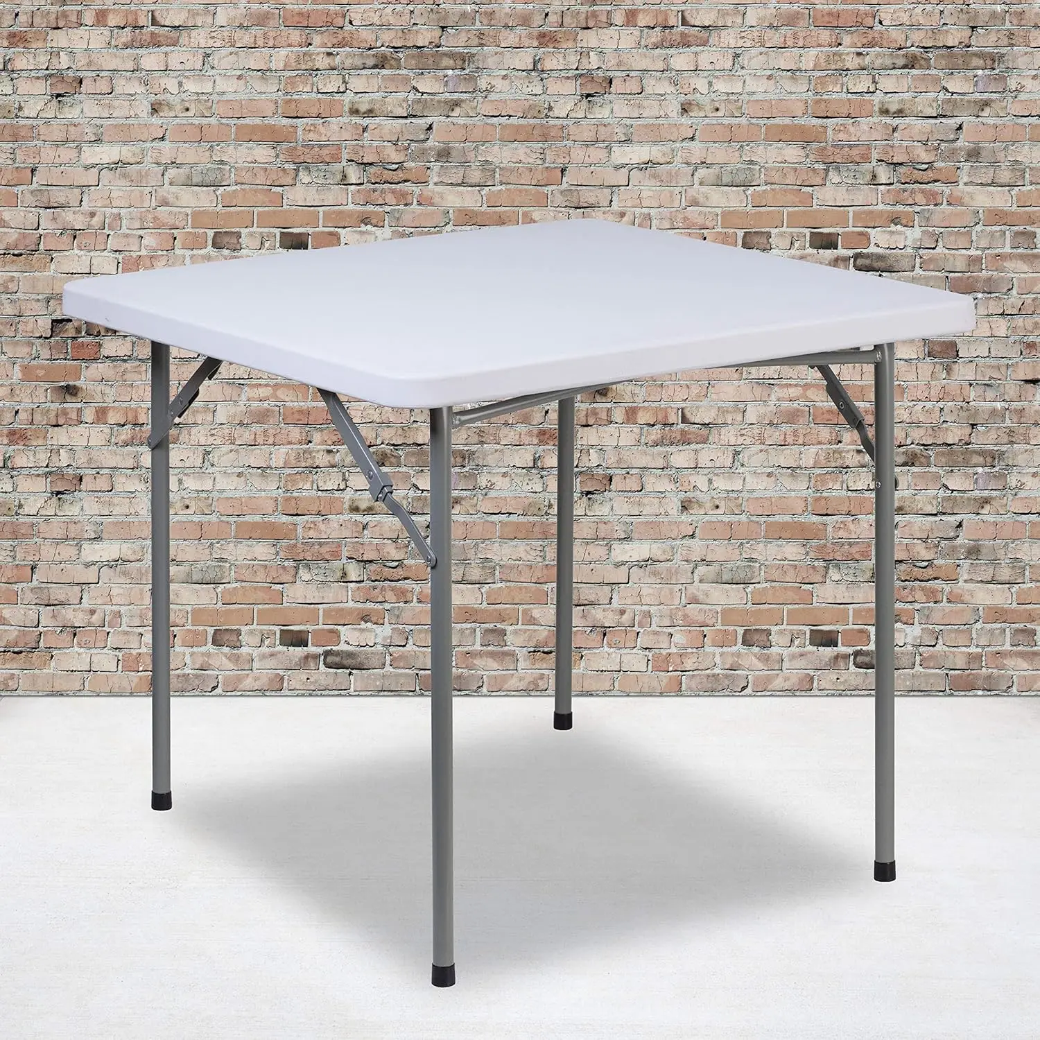 2.81-Foot Square Granite White Plastic Folding Table - Card Table/Game Table