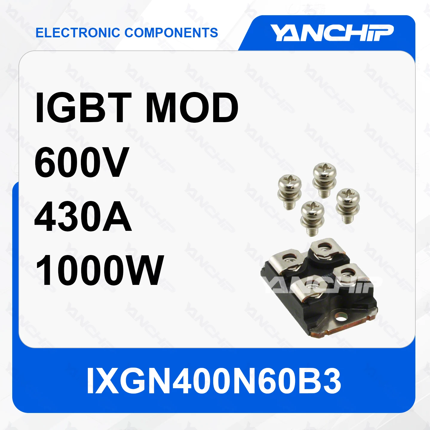 

IGBT Module IXGN400N60B3 PT Single Channel 600 V 430 A 1000 W Base Mount SOT-227B 1.4V @ 15V，100A 100 µA 31 nF @ 25 V