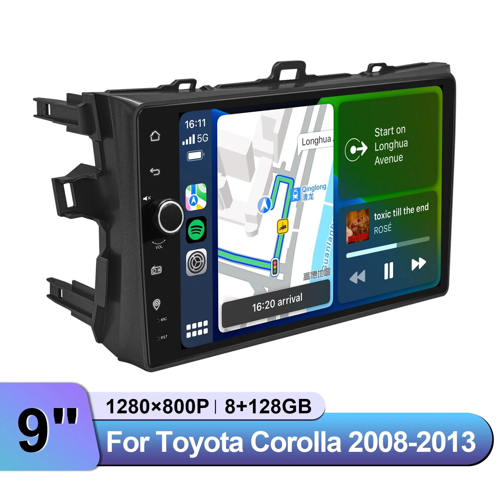 JOYING 9 بوصة HD تعمل باللمس راديو السيارة ستيريو لتويوتا كورولا 2008-2013 التوصيل والتشغيل يحافظ على عجلة القيادة OEM مع CarPlay