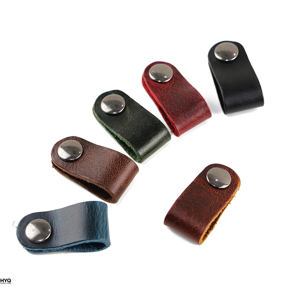 10pcs Faux Leather Data Cable Earphone Cable Faux Leather Tie, Without Battery, for Cable