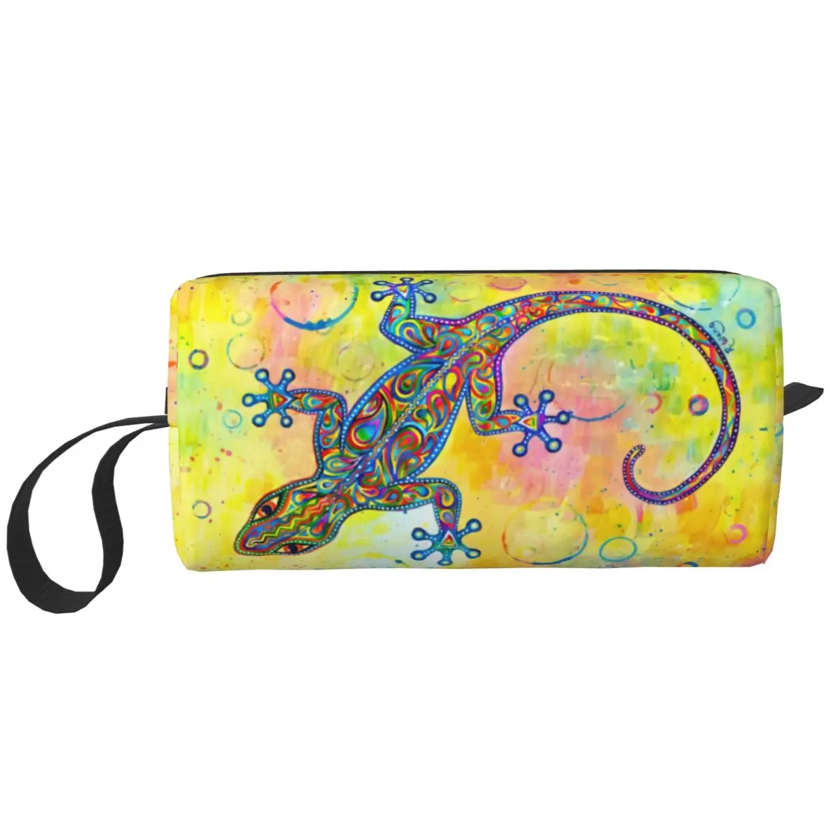 Benutzerdefinierte Reise Gecko Psychedelic Paisley Eidechse Kulturtasche Tragbarer Make-up-Kosmetik-Organizer für die Schönheitsaufbewahrung Dopp Kit Case