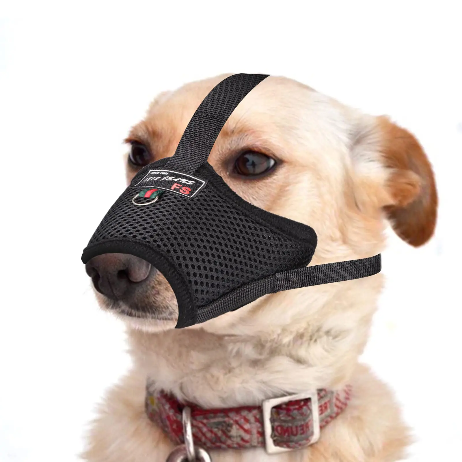 

Anti-Barking Dog Muzzle Multi-Size Optional Adjustable Mesh Breathable Pet Muzzle For Dog Nylon Leash Dog Collar Accessories