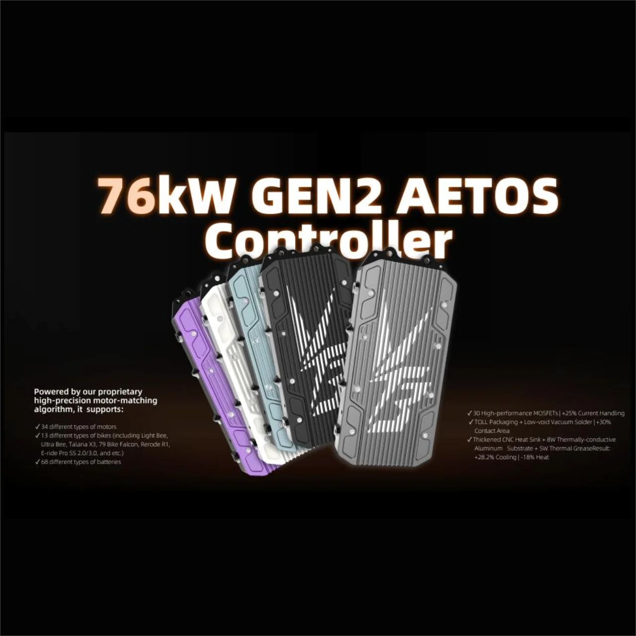 NEW AETOS VTB Ventus Bikes V9600 Controller Gen2 Max 120V 9600A 12S-26S Battery For Surron Light Bee，Ultra Bee，Talaria，E Ride