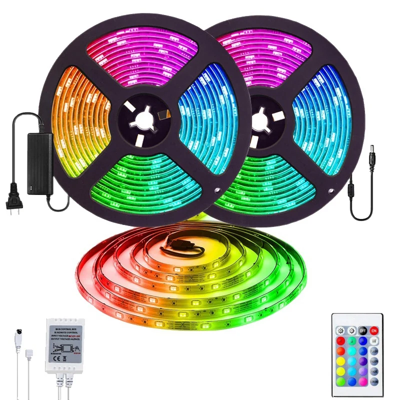 32.8Ft 5050 RGB LED Strip Lights Colour Changing Lighting IP65 Waterproof 12V 300LED