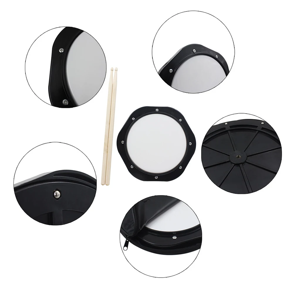 

10 Inch Plastic Dumb Practice Pad Set With Sticks Storage Bag High Elasticity Sound Attenuation Drum Pad Kit Snare Drum Practice