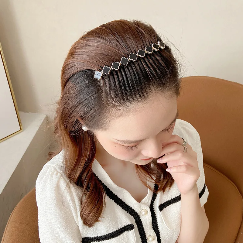 Crystal Flowers Comb Bangs Hair Clip for Women Braid Broken Hairpin Inserted Comb Pressure Pin Girls Hair Accessories Jewelry