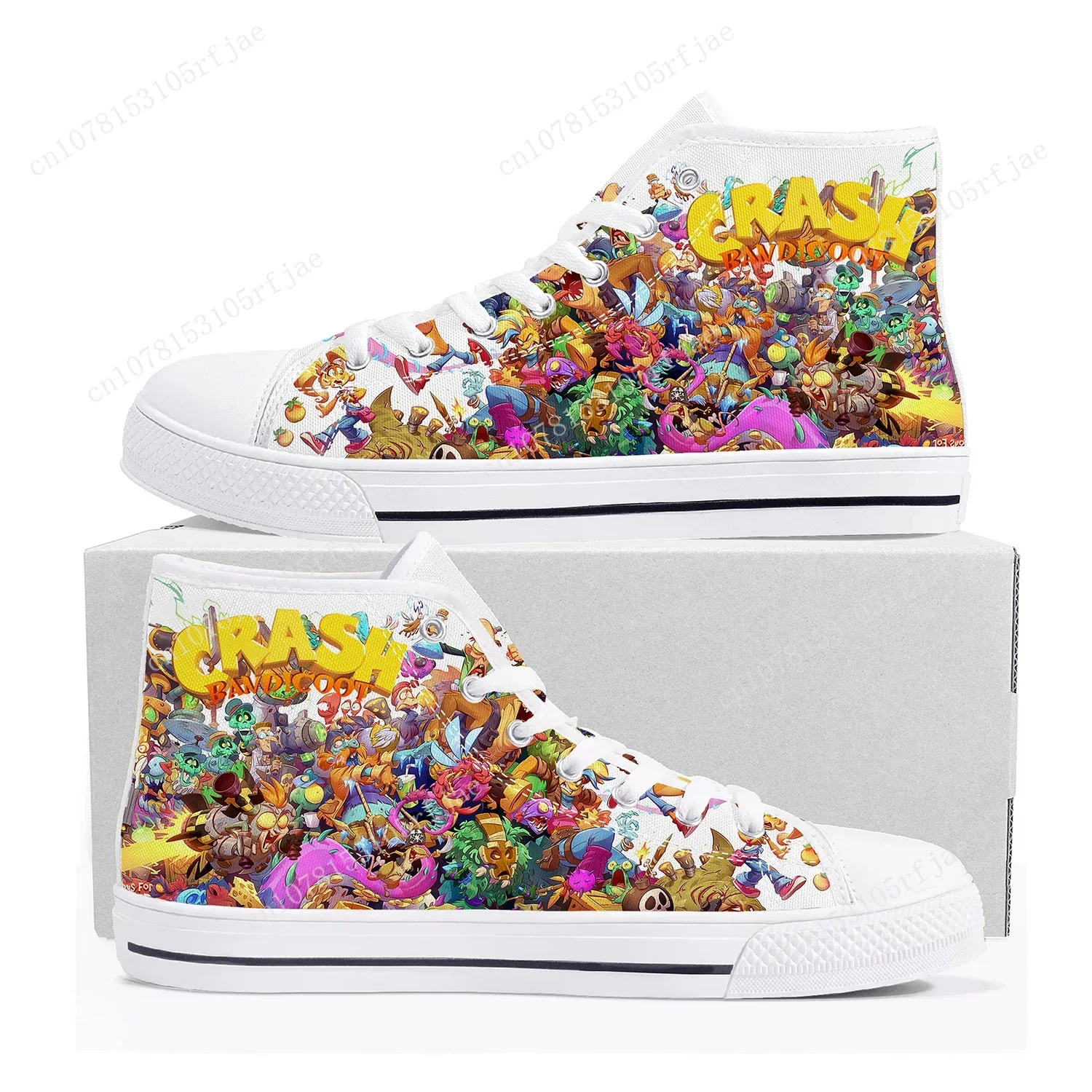 Crash Bandicoot High Top Sneakers Cartoon Game Mens Womens Teenager High Quality Canvas Shoes Casual Fashion Tailor Made Sneaker