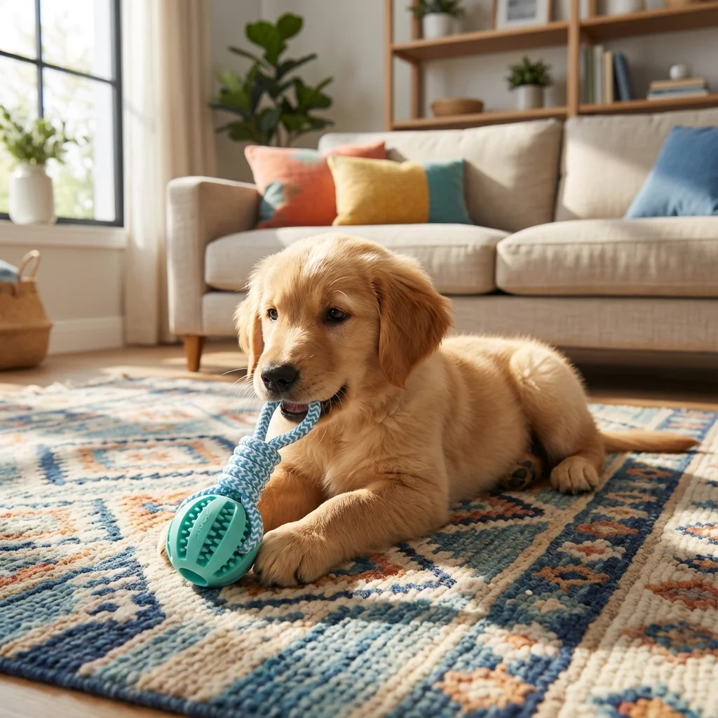 Cotton Rope & Rubber Dog Chew Ball, Treat Dispenser Toy. 18x13cm, Durable, for Boredom & Teething image 5