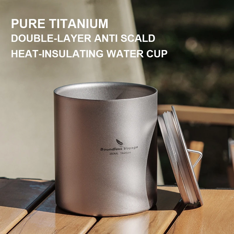 

Pure Titanium Double-Layer Anti Scald Heat-Insulating Water Cup 350ml,Ultra Lightweight And Healthy Outdoor Camping,Coffee Cup