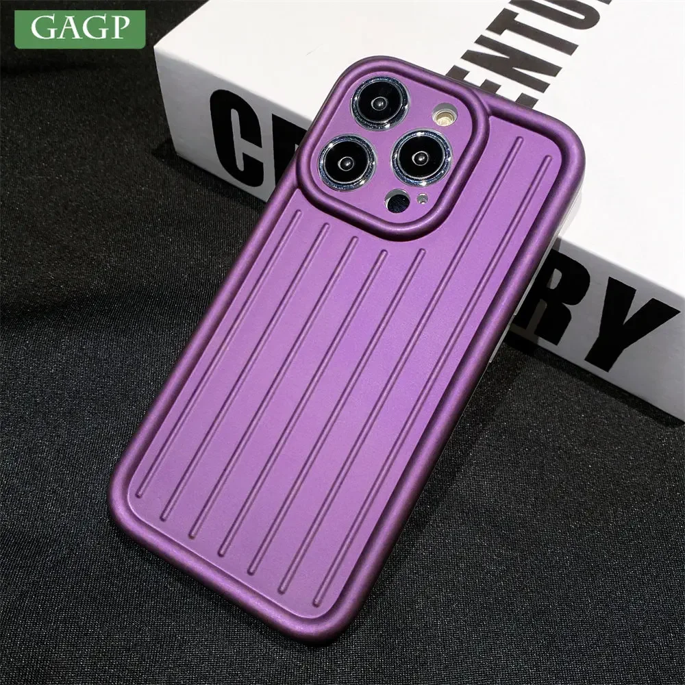 Fashion Senior 3D Stripes Phone Case For iPhone 14 Pro 14Plus 13 12 Pro Max 11 Metal Shockroof Back Cover For iPhone 14 Pro Max