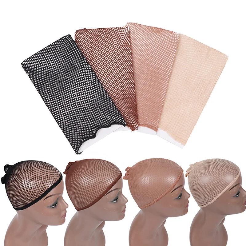 Nylon Stretchable Elastic Hair Nets 1Pcs Fish Hairnets For Women Beige Weaving Wig Cap Black Open Ended Wig Cap Wig Install Kit