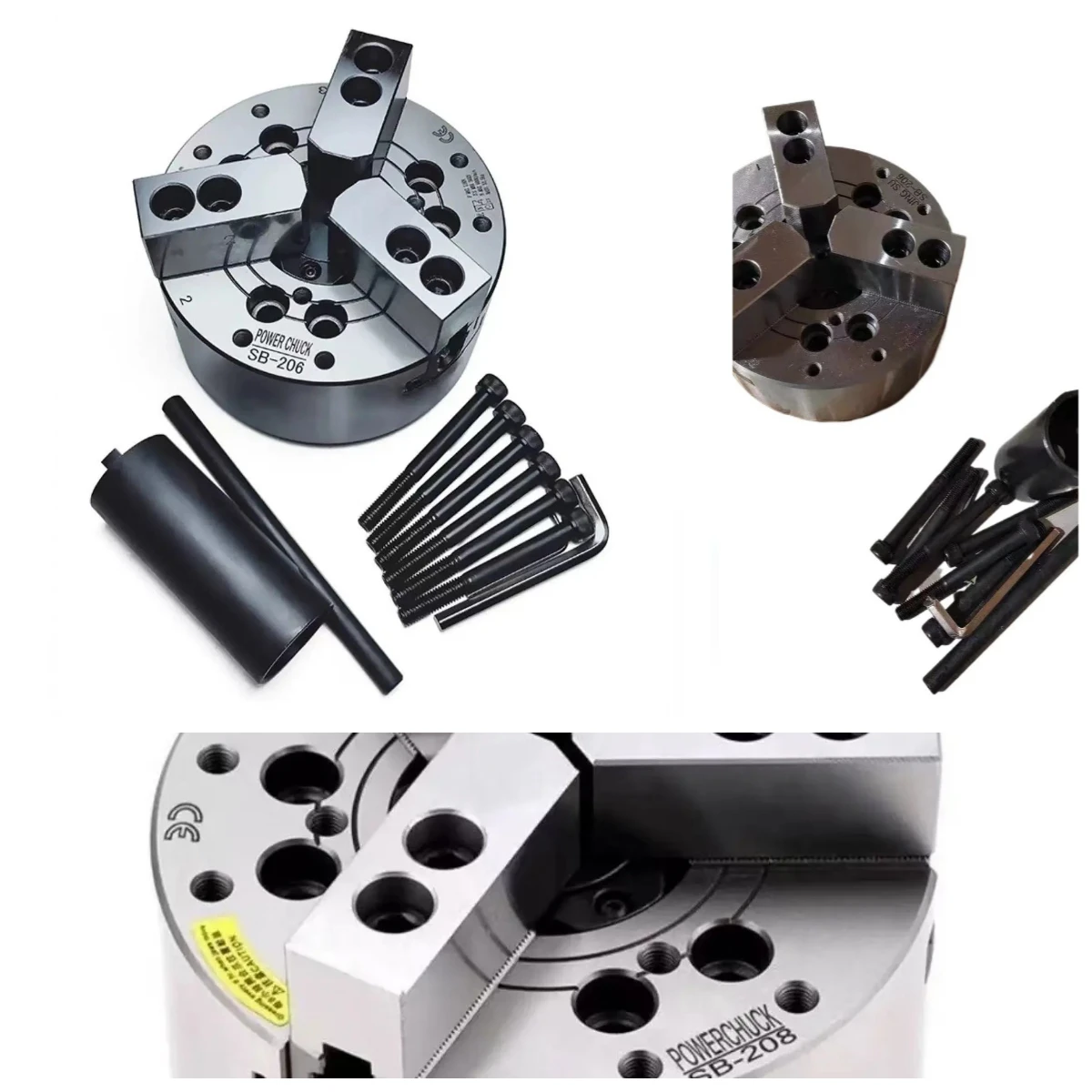 SB-204 SB-205 SB-206 Hollow Three-jaw Hydraulic Oil Pressure Chuck, For CNC Lathe Machine