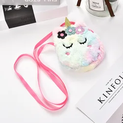 New Children's Cartoon Plush Shoulder Bag Coin Purse Unicorn Zero Wallet Coin Pouch Girls Crossbody Bag Cute Purse Kawaii Bag