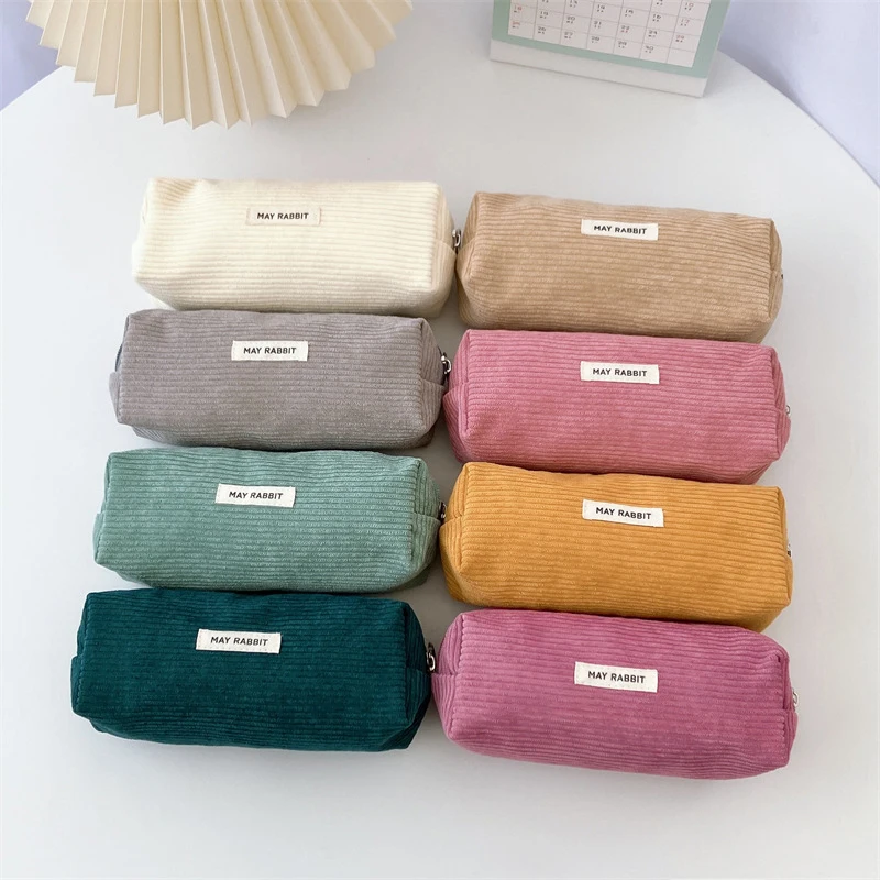 1 Piece Simplicity Student Pencil Pouch For Boy Girl Fashion Aesthetic Solid Color Series Pencil Case Makeup Bag School Supplies