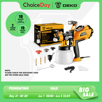 DEKO HVLP Spray Gun with LED Light & 3 Nozzle 1200ml Large Capacity High Power Electric Paint Sprayer for Home DIY