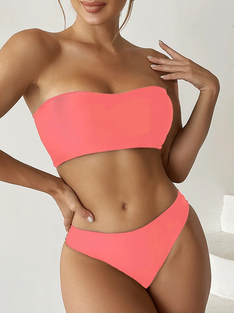 2023 Bandeau Bikini Nữ Strape Đầm Chắc Chắn Gợi Cảm Đồ Bơi Nữ Người Tắm Tắm Bơi Mùa Hè Đi Biển