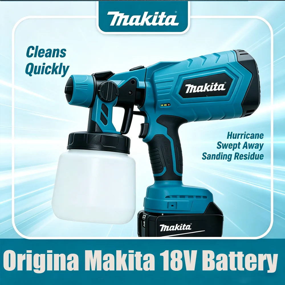 Makita 18V BL1860 Battery‑Operated Cordless Paint Sprayer,1000ml Electric Spray Gun,Nozzle for Auto,Furniture,Fence Painting DIY