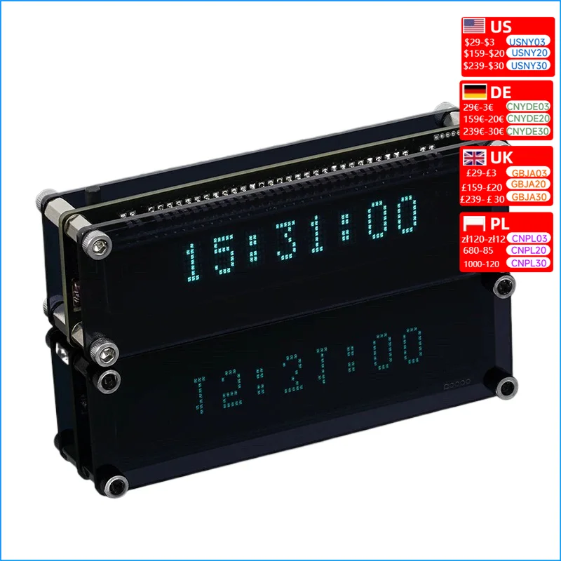 Clock Creative Page Turning  Real Time Display Fluorescent  WIFI Timing Automatic Calibration Cyberpunk Style