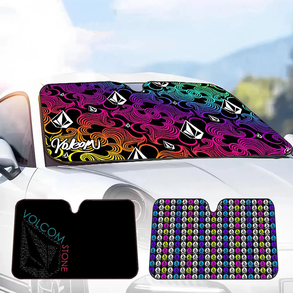 V-Volcom LOGO Car Sunshade Window Sunshade Sunblock Front Windshield Hood Interior Front Baffle Double Ring Sunshade