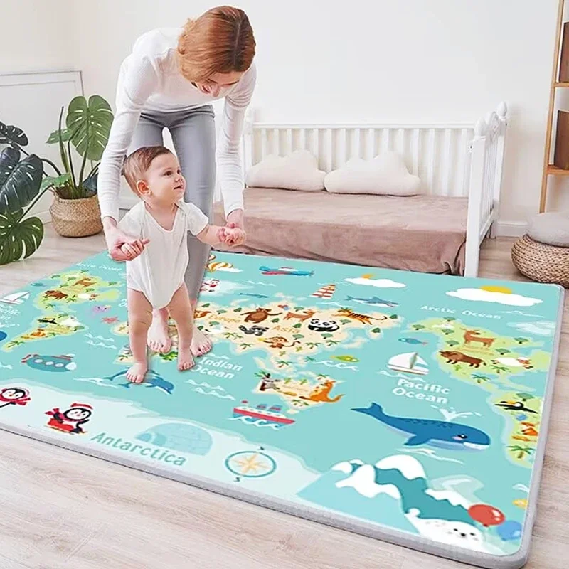 

Activities Mat for Baby Games Carpet Cartoon Lion Deer Double Sided Pattern Gym Puzzle Mat for Children 0-12 Months Old Toy Gift