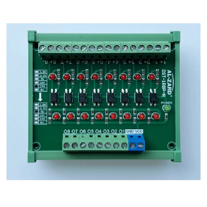 8-channel optocoupler isolation board npn pnp level voltage conversion module 3.3V 5V 12V 24V signal conversion