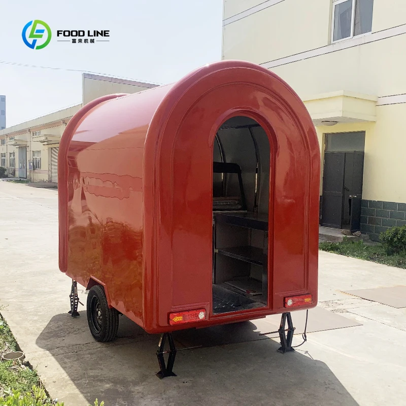 Small Round Mobile Hot Dog Cart 4m Dual Axle Food Trailer Hand Washing Sink