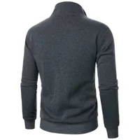 Veste de sport décontractée à col montant avec fermeture éclair pour hommes, haut de couleur unie pour hommes 3