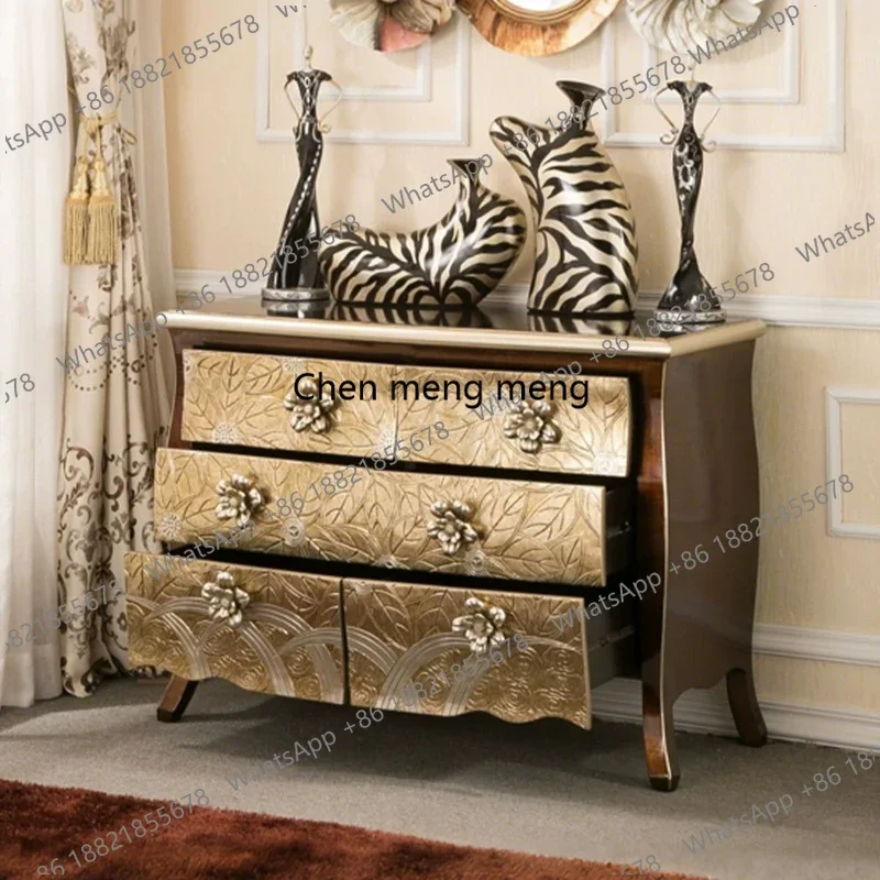 z10Neo-classical chest of drawers living room chest of drawers handmade pattern storage household entrance cabinet