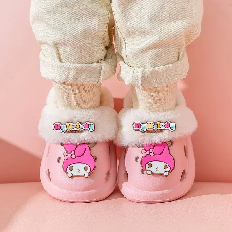 New Winter Cute Cartoon Non-slip Children\'s Plush Slippers Soft Sole Flip Flops Kids Girls Indoor Mule Warm Home Cotton Shoes