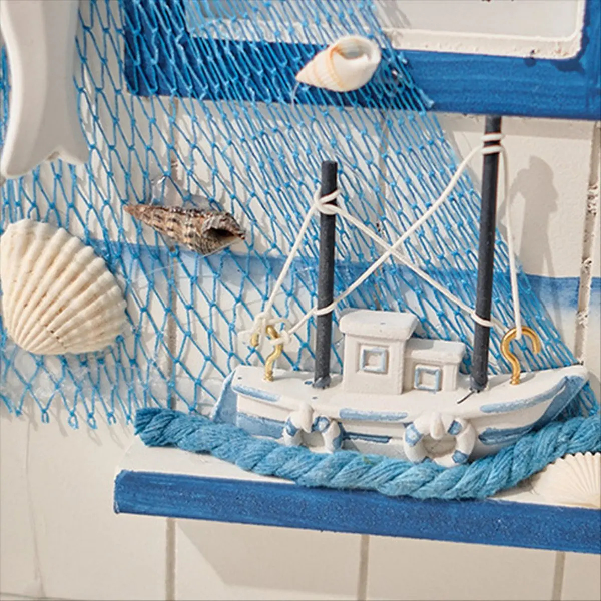 

AA83 Wall Mounted Cabinet Key Rack, Wooden House Key Storage Box, Mediterranean Style Model Statue Home Wall Decor Sailboat