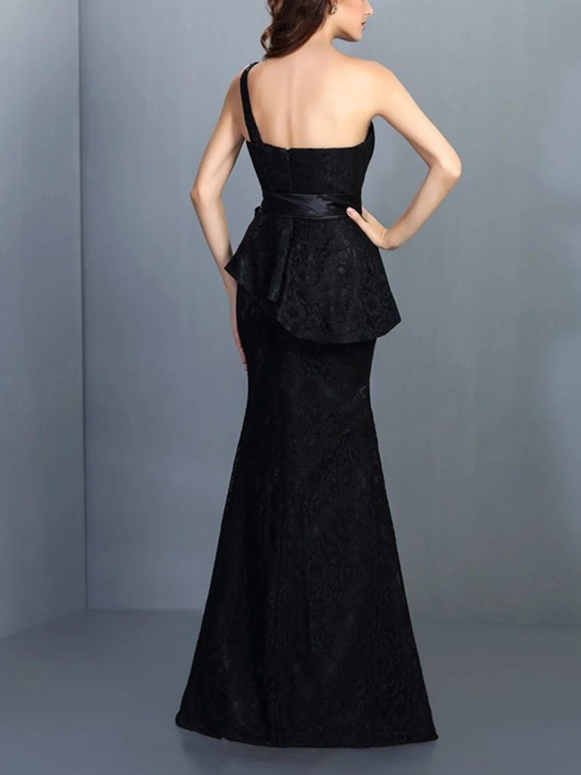 Vestido de noche elegante de sirena a la moda, vestido de encaje con un solo hombro, sin mangas, hasta el suelo, faja para invitados de boda, personalizado gratis 2025