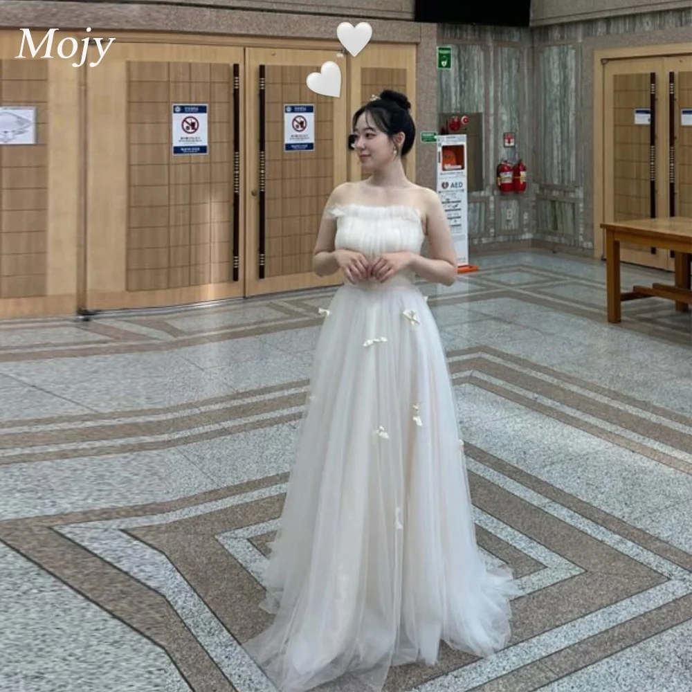 

Mojy Customised Fairy Princess Wedding Dresses Sleeveless Bow Appliques Bridal Gowns Formal Photoshoot Bride Dresses For Korean