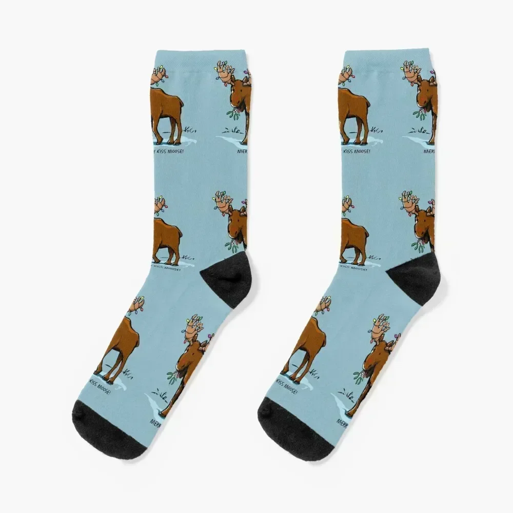 

Merry Kiss Moose! Socks cycling sport christmas gift Socks Women Men's