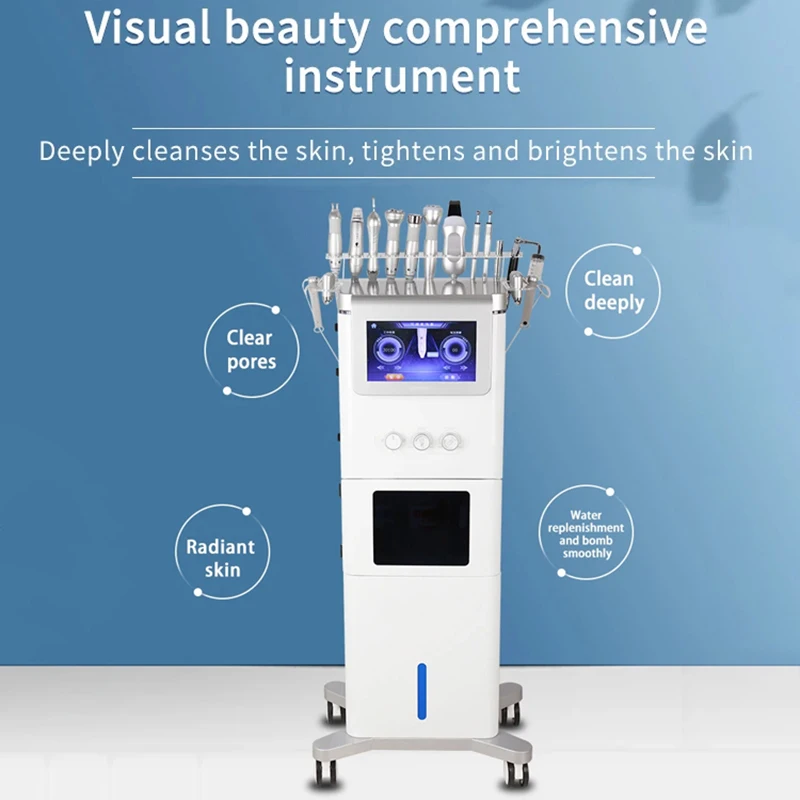 

Vertical 10 in 1 H2O2 Microdermabrasion Face Lift Aqua Peel Skin Rejuvenation Visual Cleaning 300W Pixels Integrated Instrument