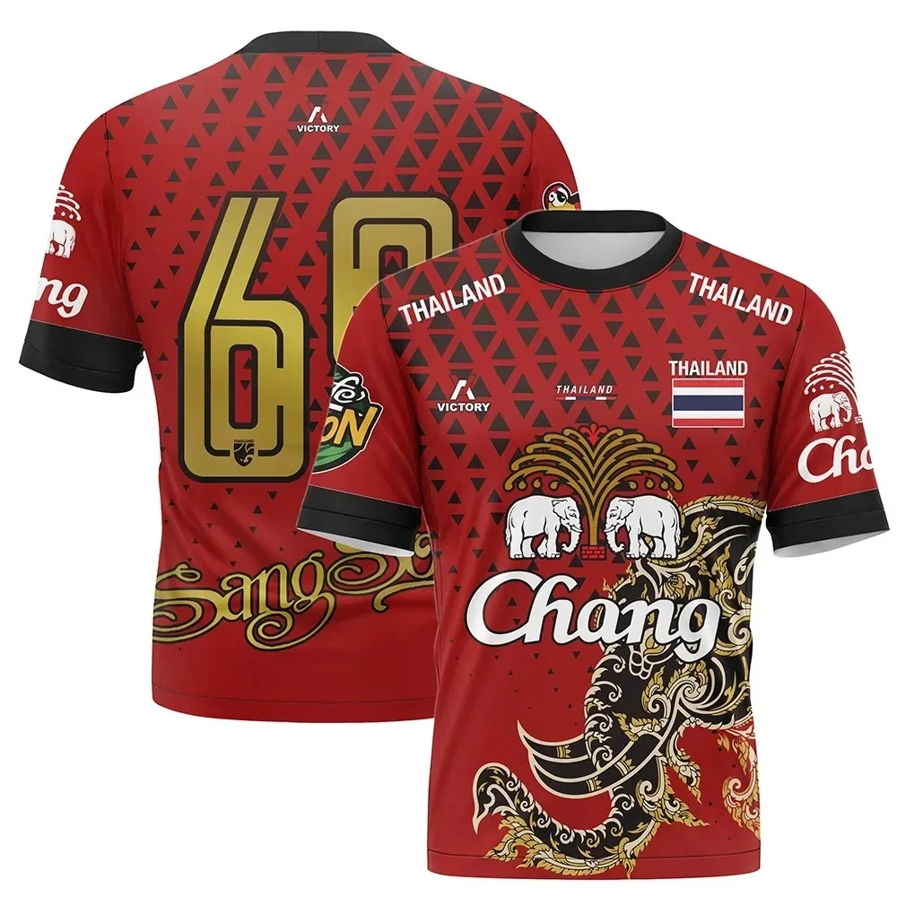 Tai Chang Elephant 3d printing sport breathable men's T-shirt outdoor Muay Thai training suit short sleeve