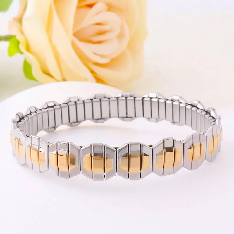 Vintage Elastic Stainless Steel Adjustable Bracelet For Women Men Embedded Rhinestone Bracelet Couple Love Star Jewelry