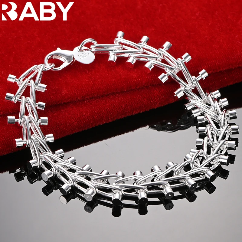 

URBABY 925 Sterling Silver Bracelet For Men Women Double Row Bead Chain Bracelets Luxury Fashion Accessories Jewelry Charm Gift