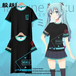Hatsune Miku T-shirt Cartoon Short Sleeve Pants Set anime Vocaloid Boys Girls Around Quick Drying Home Costume Cosplay Clothing