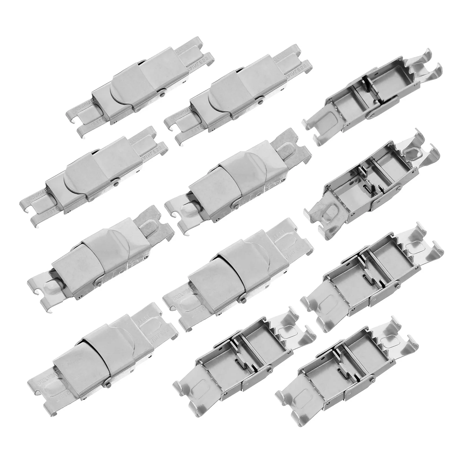 

15 шт. застежек для часов из нержавеющей стали, раскладные, с кнопкой-фиксатором, серебристые, для ремешков часов