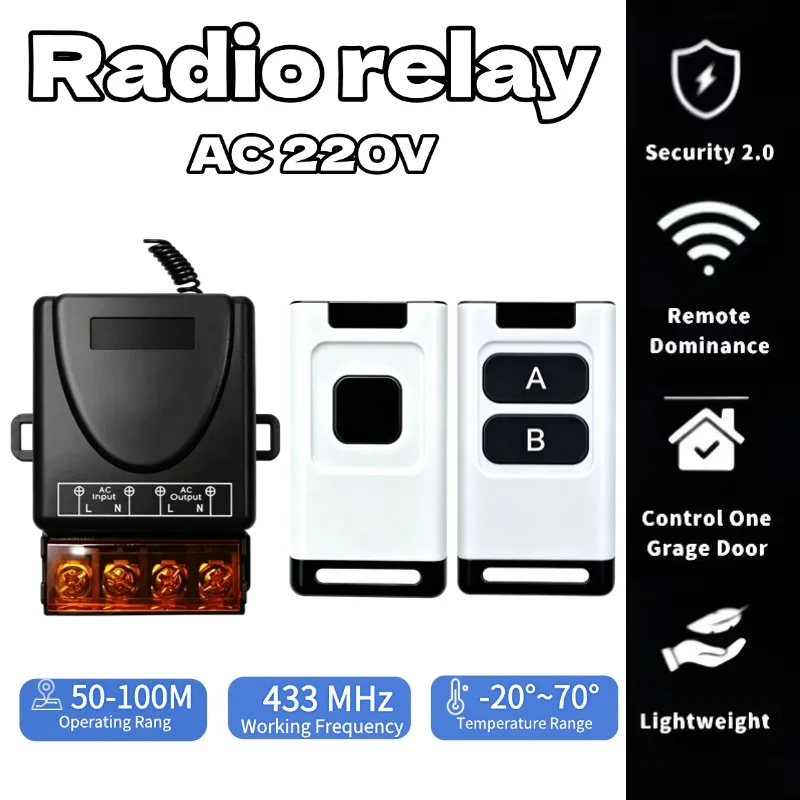 AC220V 433Mhz Remote Control Switch Hign Power On off Remote Control Transmitter for Water Pump Motor LED/Electric Appliance