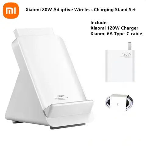 Soporte de carga inalámbrica adaptable Xiaomi de 80W con cargador de 120W y cable tipo c de 6A carga inalámbrica rápida máxima de 80W