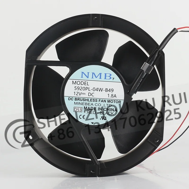 Original genuine NMB cooling fan 5920PL-04W-B39 with high air volume 17050 12V aluminum frame 1.8A 3-wire detection signal