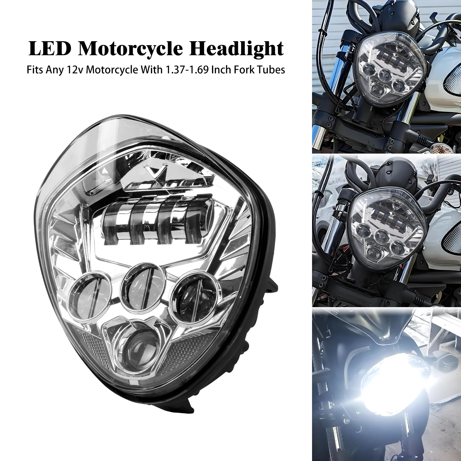 

Мотоциклетная фара, передняя светодиодная лампа дальнего и ближнего света, универсальная фара для Harley Touring Dyna Softail Sportster, для Yamaha