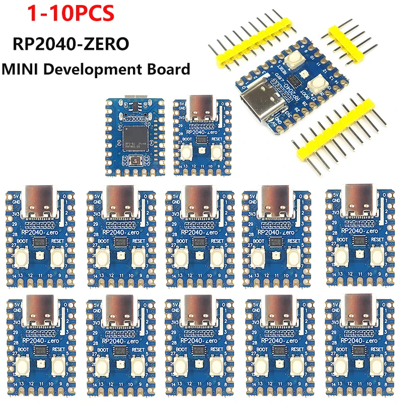 1-10PCS RP2040-Zero RP2040 for Raspberry Pi Microcontroller PICO Development Board Dual-core Cortex M0+ Processor 2MB Flash