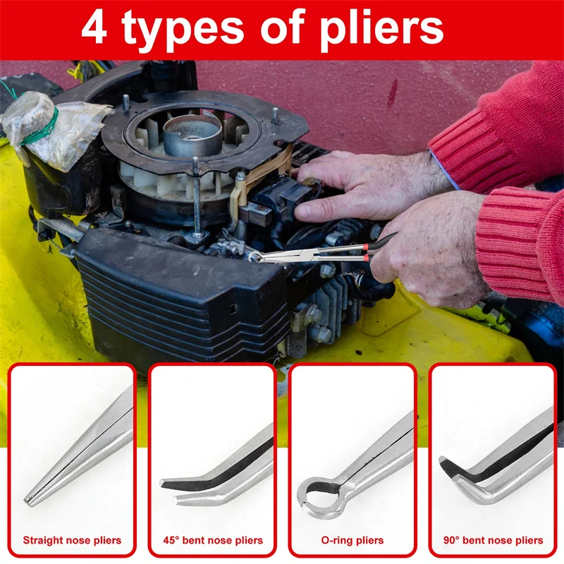 1 Stück 11 Zoll hochwertige Spitzzange mit gebogenen und geraden Spitzen – ideal für industrielle, Heimwerker-Anwendungen und Autoreparaturen – Detail 5