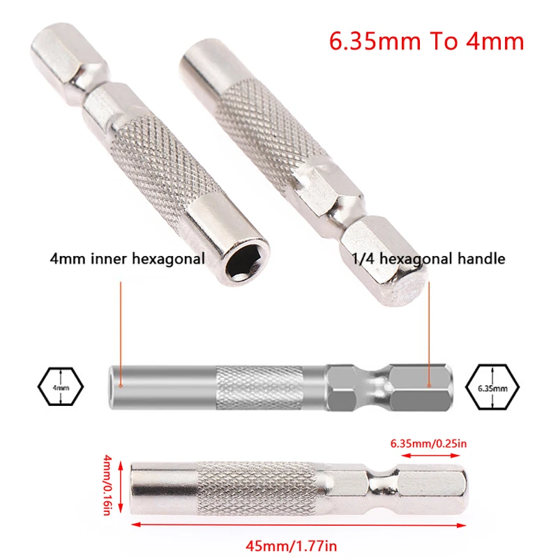 2pcs Hex Shank 6.35mm To 4mm Insert Bit Adapter Electric Screwdriver Socket Holder Micro Bit Adapter Magnetic Holder Tools