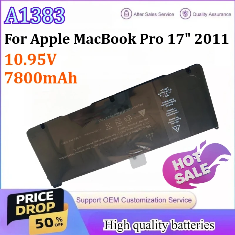 

A1383 10.95V 7800mAh Laptop Battery for Apple MacBook Pro 17" 2011 MC725LL/A MD311LL/A MB604LL/A A1297 020-7149-A10