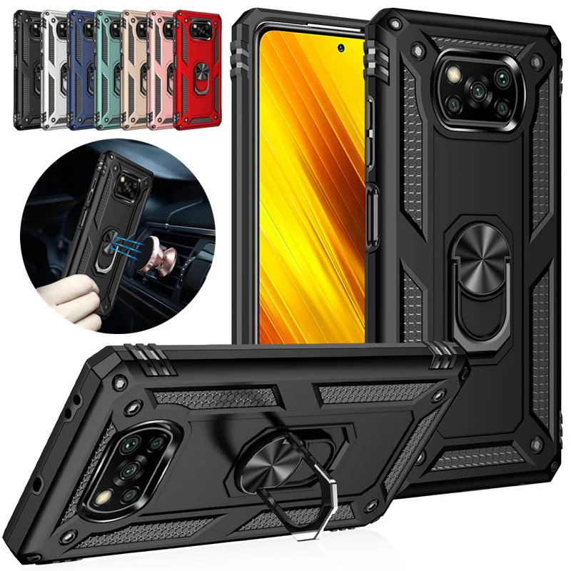 For Xiaomi Poco X3 Pro Case Armor Shockproof Coque For PocoX3 Poko Little X3 X 3 Pro NFC X3Pro Magnetic Ring Stand Holder Cover