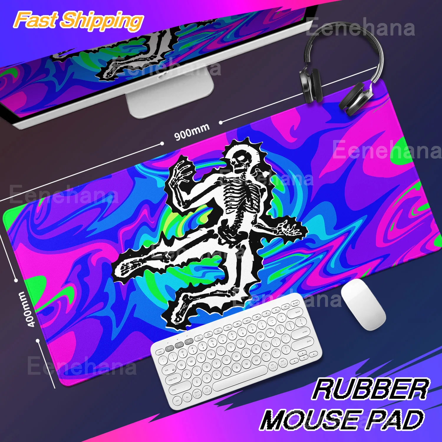 

Lonely Skeleton Mouse Pad Purple Fluid Liquid Desk Carpet 40X90CM PC Gaming E-sports Keyboard Extended Pads Large HD Accessories
